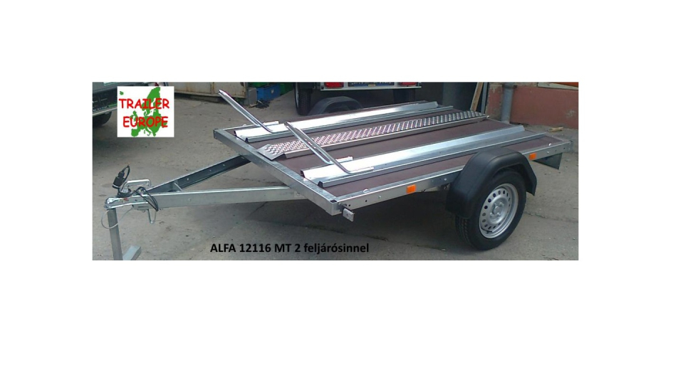 ALFA 12116MP.75 MT2 fék nélküli teliplatós motorkerékpárszállitó ALFA 12116MP.75 MT2 fék nélküli teliplatós motorkerékpárszállitó